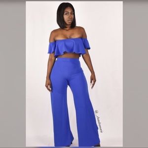 High Waist Crop Top Ruffle Set.